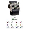 Accents Kingdom Silver Color Crystal Owl Leather Cuff Bracelet with