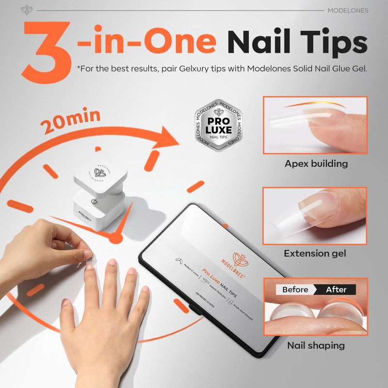 Modelones Nail Tips, 120 Pieces, Full Cover Nail Tips Set,