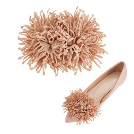 FINGERINSPIRE Pack of 2 3D Fabric Flower Shoe Clips 11 x 8 cm Burlywood Removable Shoe Buckle Wedding Fabric Artificial Flowers Shoe Decoration Charm Unique Shoe Buckle with Burnt Edge