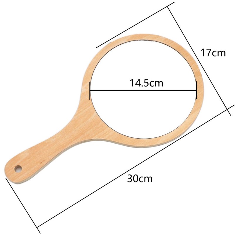 lasenersm 1 Piece Wooden Makeup Mirror Round Handheld Mirror with