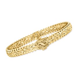 Ross-Simons 18kt Gold Over Sterling Filigree Bangle Bracelet. 7 inches