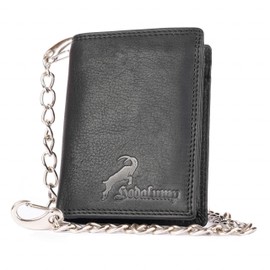 hodalump Genuine Leather Wallet RFID Protection, black, Retro