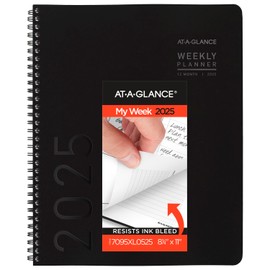 AT-A-GLANCE 2025 Planner, Weekly & Monthly, 8-1/4" x 11", Large, Contemporary Lite, Black (7095XL0525)