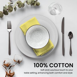 Calicot Lemon Verbena 100% Cotton Soft and Comfortable Reusable Set of 12 Napkins Perfect for Family Dinners | Weddings | Cocktail | Home (17.7 Inch by 17.7 Inch)