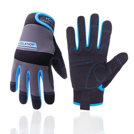 HLDD HANDLANDY UltraLight Safety Work Gloves, Mens & Women Multi-Functional Work Gloves with Extensive Palm Protection, Mechanic Gardening Construction DIY Gloves with Touchscreen (Medium, Blue)