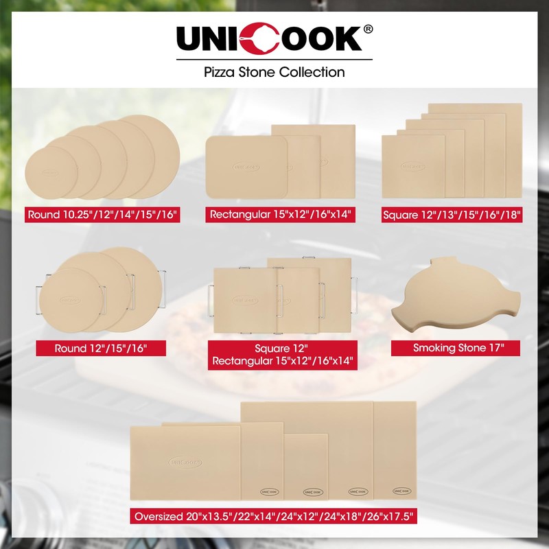 Unicook 15 x 12 Inch Pizza Stone for Oven and