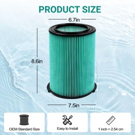 2 Pack Replacement 5-Layer VF6000 Filter for Rigid Shop Vac Filters 5-20 Gallon, Wet/Dry Rigid Shop Vac Filters Compatible with WD5500 WD0671 WD6425 WD7000 WD1280 WD1851 WD1680