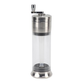 Manual Spice Grinder 50mm 4 Layers Cone Filler See Through Container Push Button Hand Spice Grinder for Home Travel Silver