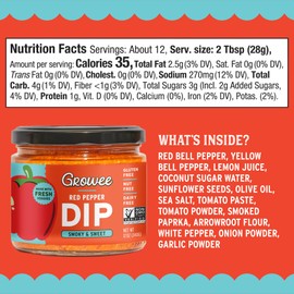 Growee Foods Red Pepper Chip Dip & Spread – Creamy Salsa & Hummus Alternative – Dairy-Free Queso, Vegan Mayo & Salad Dressing Substitute – Gluten-Free, Nut-Free, Non-GMO – 2 Pack (12oz Each)