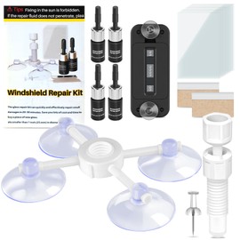 Manoai Windshield Repair Kit, Rock Chip Repair Kit Windshield with Suction Cup Curing Light and Pressure Injector, 4 Bottles of Glass Repair Liquid for Cracks, Repair Scratches, Cracks, etc