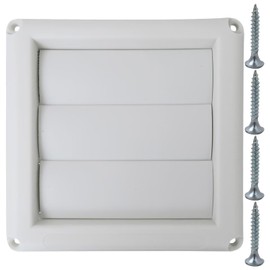 BGEHHCY Upgraded 4" Louvered Vent Cover 6" x 6" Oversize Outside Dimensions for Exterior Wall Vent Hood Outlet Airflow Vent Dryer Air Vent - White