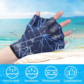 Aqua Gloves - Webbed Swim Gloves with Half-Cut Design - Webbed Fitness Water Training Gloves for Swimming Diving Snorkeling Beach