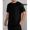 QUALFORT Men's Black Short Sleeve T-Shirts Cotton Crewneck Soft Undershirt