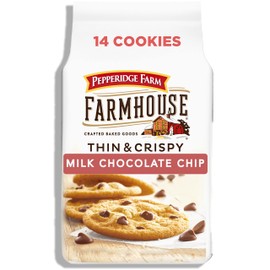 Pepperidge Farm Farmhouse Thin and Crispy Milk Chocolate Chip Cookies, 6.9 OZ Bag (14 Cookies)