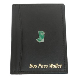 Green Wellies Leather Bus & Train Pass Wallet & ID Holder in Black 162