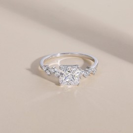 EAMTI 2.5CT Princess Cut 925 Sterling Silver Engagement Rings for Women Cubic Zirconia Wedding Bands Promise Rings for Her Size 10