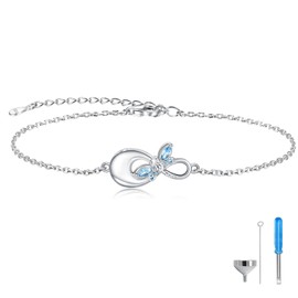 Sterling Silver Infinity Urn Bracelet for Ashes - S925 Teardrop Cubic Zirconia Cremation Keepsake Jewelry Gift for Women Loss Loved One, one size, Sterling Silver Silver Platinum, Cubic Zirconia