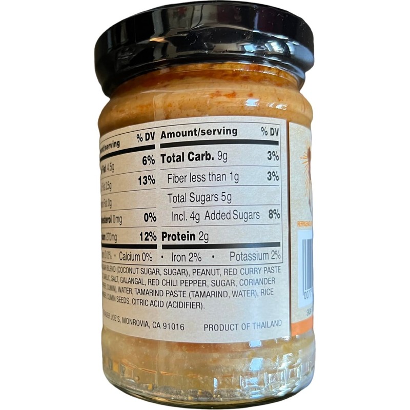 Trader Joe's Thai Peanut Satay Sauce, Vegan, 8.1 oz (Pack