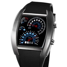 FANMIS Men's Digital Fashion Cobra LED Watches Silicone Iron Triangle Dial Sports Wrist Watch