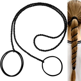 Spiral Hair Ties for Sprots, Longhairs Ponytail Holders, Elastic Braided Hair Tie No Tangled, Pony Tail Wrap for Long Hair for Gym, Swimming, Diving 35" Black