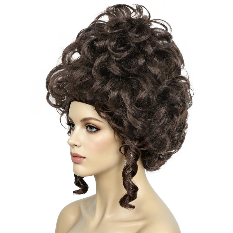 Brown Renaissance Wig Rococo Wigs Curly Colonial Baroque Wig