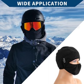 Hihaha Balaclava Winter Face Mask, Face Cover/Balaclava, Thermal, Cold Protection, Windproof, Waterproof, Non-stuffy, Glasses Hole, For Skiing, Bicycle, Motorcycle, 1 Piece Black
