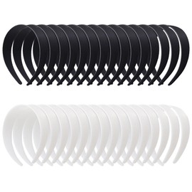 30Pcs Plastic Headbands, FULANDL No Teeth Headbands, Wide Plain Black White Hairband, Solid DIY Hair Bands Hair Hoops, Plastic Plain Craft Hair Accessories for Women Girls (2 cm)