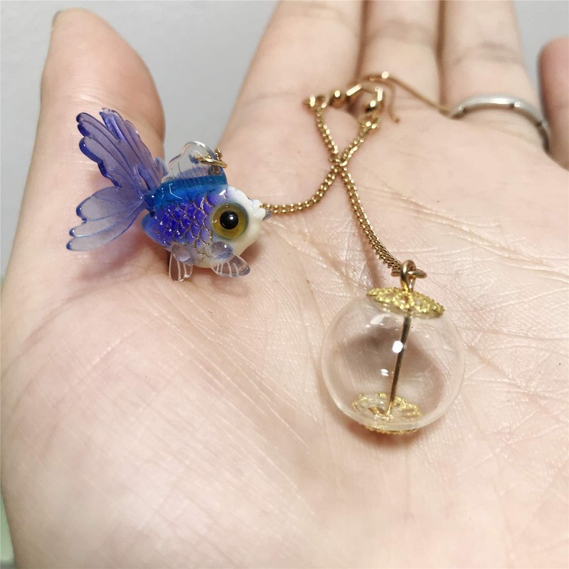 DAMLENG Pendientes colgantes de resina acrílica, diseño de peces en