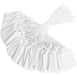MEISO 300 Piezas Etiquetas de Regalo para Productos, Joyería, Ropa y Vasos - Etiquetas Pequeñas de 2.2 x 3.5 cm para Exhibición y Organización (blanco)