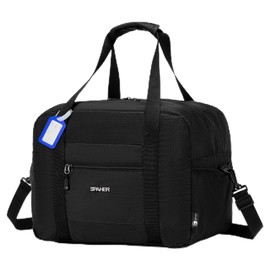 SPAHER Eurowings Travel Bag 40 x 30 x 25 cm Hand Luggage Bag for Aeroplane Foldable Travel Bag Duffle Bag Waterproof Weekender Sports Bag Handbags Hospital Bag for Men Women, black, travel bag