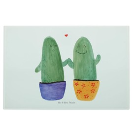 Mr. & Mrs. Panda Medium Glass Chopping Board Cactus Love - Gift, Cacti, Chopping Board, Cactus Collection, Love Message, Wedding, Poison of Love, Glass Chopping Board