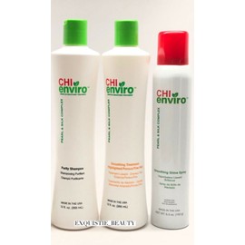 CHI enviro Smoothing treatment kit Highlighted Or Porous , SPRAY, SERUM