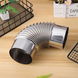 PRETYZOOM Chimney Elbow, Spiral Duct Fitting, Plumbing Connection, For Ventilation and Exhaust Systems, Stainless Steel, Diameter 3.5 inches (90 mm), Diameter 3.5 inches (90 mm), Diameter 3.5 inches