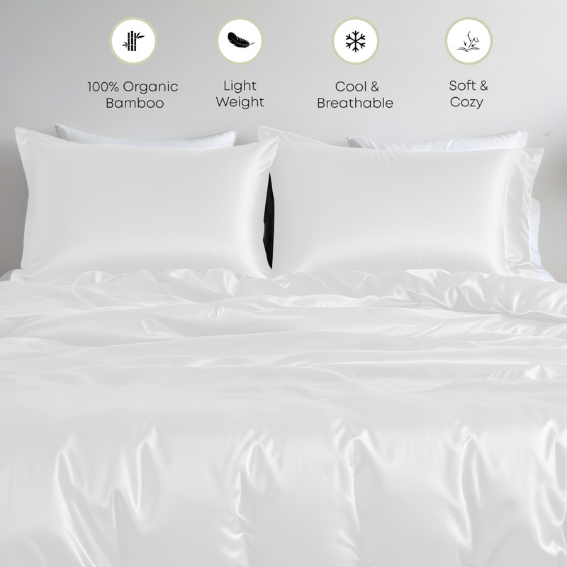 LINENWALAS 100% Organic Bamboo Small Double Core Bedding Set for