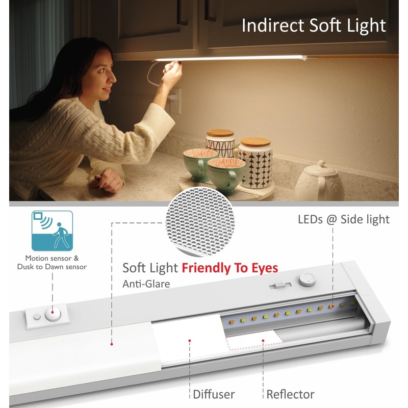 Leetdud LED Under Cabinet Lighting Motion Sensored Hardwired with Built-in