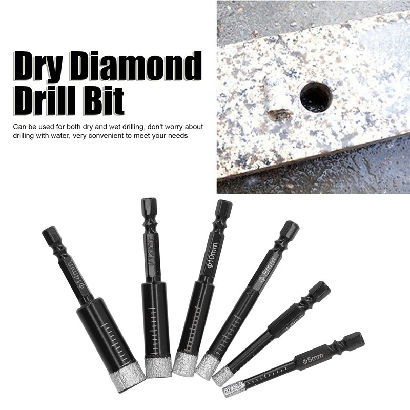 6Pcs/Set Dry Diamond Drill Bit Tile Marble Drills for Porcelain