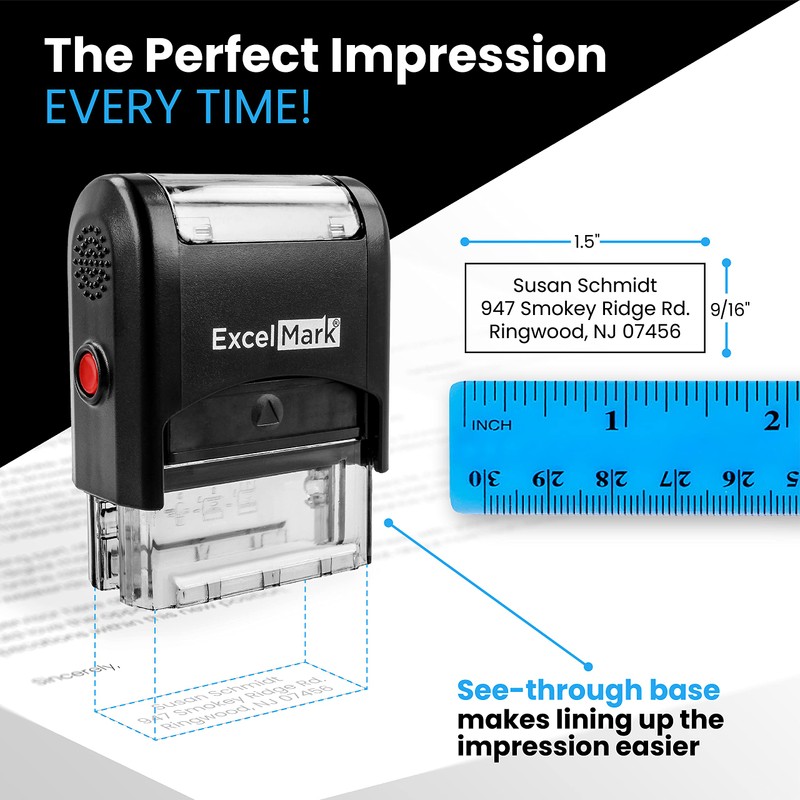 ExcelMark Custom Self Inking Rubber Stamp - Up to 3