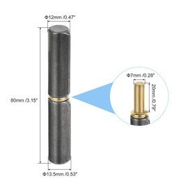 sourcing map 4Pcs Weld on Barrel Hinges, 3-1/8" x 8/16" (LxD) Carbon Steel Weldable Detachable Barrel Hinges for Metal Gate Swing Door Trailer Ramp, 0.28" Pin OD