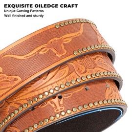 Beltroad Western Leather Buckle Belt for Men Women Cowboy Cowgirl Leather Mens Belts for Jeans Embossed Men's Birthday Christmas Belts Gifts