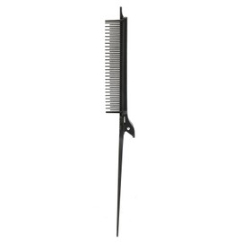 Rat Tail Comb, Clip-on Hair Comb, for Parting and Styling Hair Hairdressing Tool for Combing, Cutting, Picking Up and Brushing Hair, 26.5x2.5cm, Black