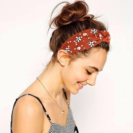 BAHABY Soccer Headbands for Women Crystal Soccer Embellished Wide Top Knot Headband for Women Game Day Hair Accessories