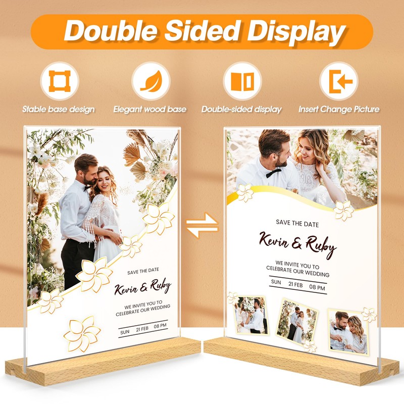 SVOPY 8.5 x 11 Acrylic Sign Holder with Wood Base