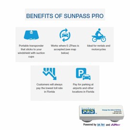 Generic Sun Pass PRO Transponder Portable Prepaid Toll Program Works in Florida Georgia North Carolina and Anywhere EZPass is Accepted