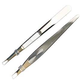 GroveEss 2Pcs Stainless Steel Eyebrow Tweezers,Professional Eyebrow Tweezers Set,Precision Hair Removal Tool Remover for Women Men Facial Hair Removing