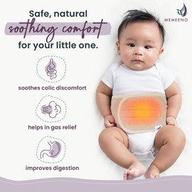 MEMEENO Baby Belly Band for Gas and Colic Baby Relief - Belly Band for Baby Heating Pad for Colic, Baby Gas Relief, Gas Relief for Infants, Baby Heated Tummy Wrap, Colic Relief for Newborns, Naturelle