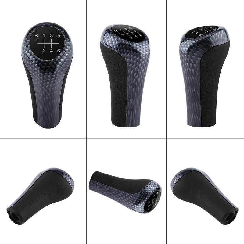 6 Speed Shift Knob Shifter Head Car Carbon Fiber Gear