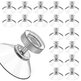 BondEron Pack of 20 Suction Cups 30 mm with M5 Thread (7 mm Length) Including Transparent Knurled Nuts, Suction Cups for Glass, Window, Bathroom, Attachment without Drilling
