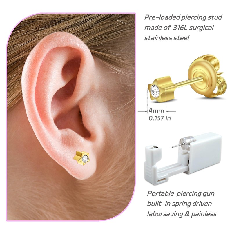 BeiLaiSun 2 Set Single Use Ear Piercing Gun Safe Home