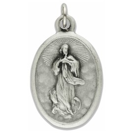 Assumption of the Blessed Virgin Mary Asunción de la Santísima Virgen María Silver Oxidized Medal Medalla con Enchape de Plata Blessed by His Holiness