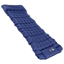 Wakeman Sleeping Pad for Camping - Inflatable Mat with Built-in Foot Pump - Waterproof Camp Mattress - Camping Gear Must Haves Outdoors (Blue)